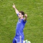 Chelsea's Ivanovic celebrates after scoring the winning goal against Benfica during their Europa League final soccer match at the Amsterdam Arena