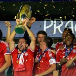 Bayern Munich celebrate with the Super Cup