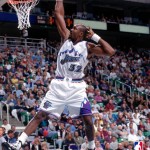 Karl Malone goes for a dunk