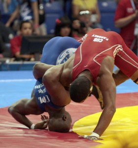 PABLO SHOREY DE CUBA GANO ORO EN LA LUHA GRECOROMANA EN LA DIVISION DE 84 KG.